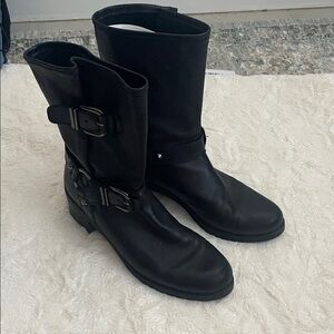 Stuart Weitzman Black Moto Boots